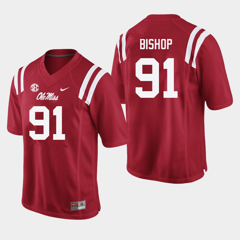 Ole Miss Rebels #91 Aubrey Bishop College Football Jerseys Sale-Red